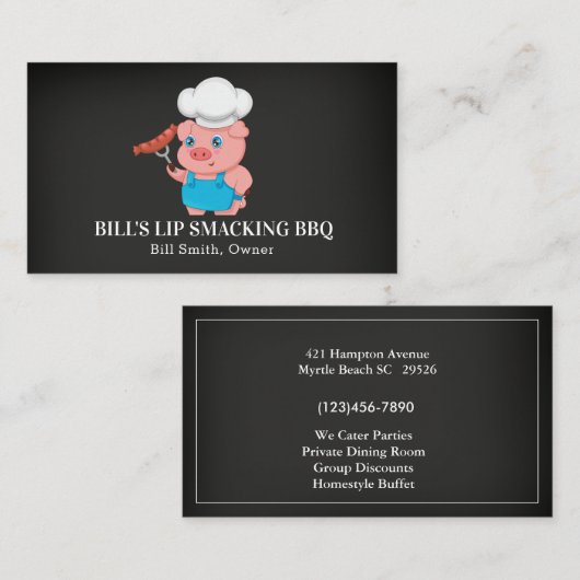 Chalkboard Pig Barbecue Pork Visitekaartje (Voorkant / Achterkant)