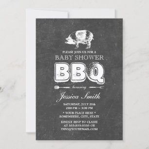  Chalkboard Pig Roast Baby shower BBQ Party Kaart