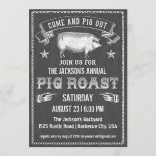 Chalkboard  Pig Roast Invitation Kaart