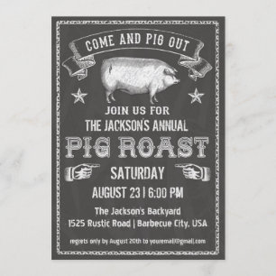 Chalkboard  Pig Roast Invitation Kaart