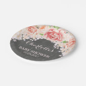 Chalkboard Pink Floral Baby shower Bord (Gekanteld)