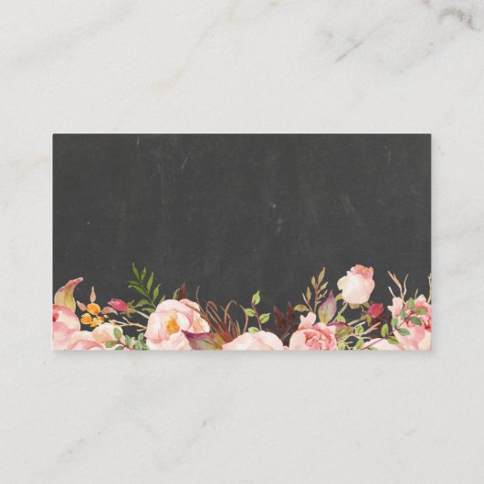 Chalkboard Pink Floral Wedding Insert Kaart (Achterkant)