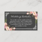  Chalkboard Pink Floral Wedding Insert Kaart (Voorkant)
