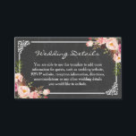 Chalkboard Pink Floral Wedding Insert Kaart<br><div class="desc">=================== OVER DIT ONTWERP ==================== de Sjabloon van de Kaart van het Verpletteren van het Chalkboard van het Vulllige Verbindende Vullingen van de Berichten van de Berichting van de Berichting van de . (1) Klik voor verdere aanpassing op de knop "Aanpassen" en gebruik onze ontwerptool om deze sjabloon te wijzigen....</div>