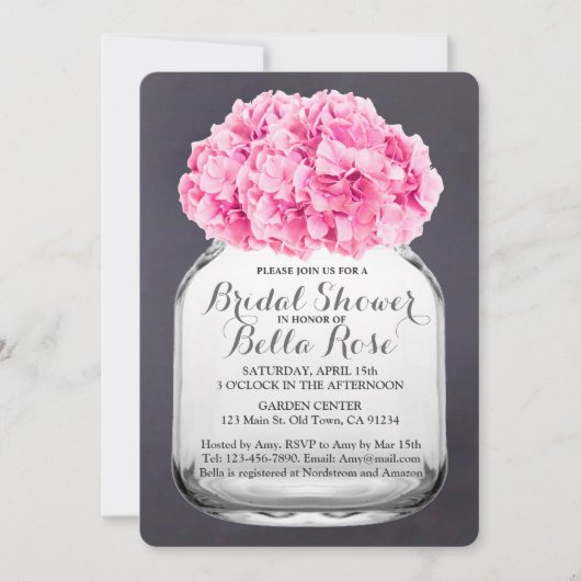 Chalkboard Pink Hydrangea Vrijgezellenfeest hydran Kaart (Voorkant)