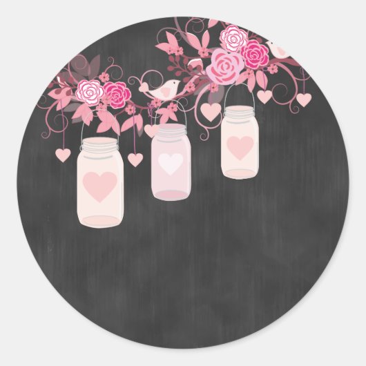 Chalkboard Pink Mason Jar Sticker (Voorkant)