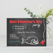 Chalkboard Piranha Anti-Valentijnsdag Invitations Kaart (Staand voorkant)