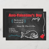 Chalkboard Piranha Anti-Valentijnsdag Invitations Kaart (Voorkant / Achterkant)