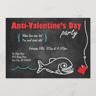Chalkboard Piranha Anti-Valentijnsdag Invitations Kaart