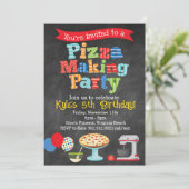Chalkboard Pizza Making Party Invitation (Primair) Kaart (Staand voorkant)
