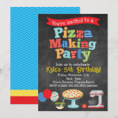 Chalkboard Pizza Making Party Invitation (Primair) Kaart (Voorkant / Achterkant)