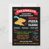 Chalkboard Pizza & Pajamas Birthday Party Kaart (Voorkant)
