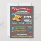 Chalkboard Pizza & Pajamas Birthday Party Kaart (Voorkant)
