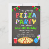 Chalkboard Pizza Party Invitation Kaart (Voorkant)