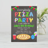 Chalkboard Pizza Party Invitation Kaart (Staand voorkant)