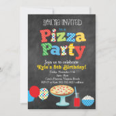 Chalkboard Pizza Party Uitnodiging (primaire kleur (Voorkant)