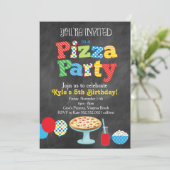 Chalkboard Pizza Party Uitnodiging (primaire kleur (Staand voorkant)