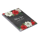 chalkboard poinsettias holly girly gepersonaliseer notitieboek (Rechterzijde)