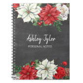 chalkboard poinsettias holly girly gepersonaliseer notitieboek (Voorkant)
