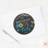 Chalkboard Pool Party 1e Verjaardag Sticker (Envelop)