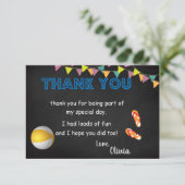 Chalkboard Pool Party Verjaardag Bedankt Card (Staand voorkant)