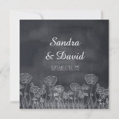 Chalkboard Poppy Receptie uitnodiging (Achterkant)