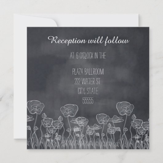 Chalkboard Poppy Receptie uitnodiging (Voorkant)