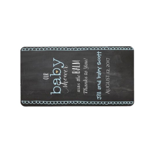 Chalkboard Posh Baby shower Lip Balm Label (Voorkant)