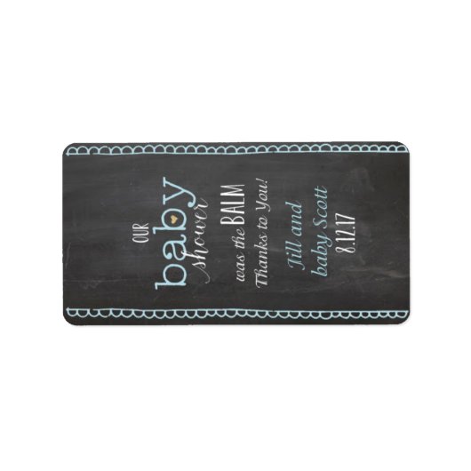 Chalkboard Posh Baby shower Lip Balm Label - custo (Voorkant)
