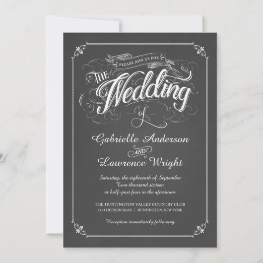 Chalkboard Poster Art Wedding Uitnodiging (Voorkant)