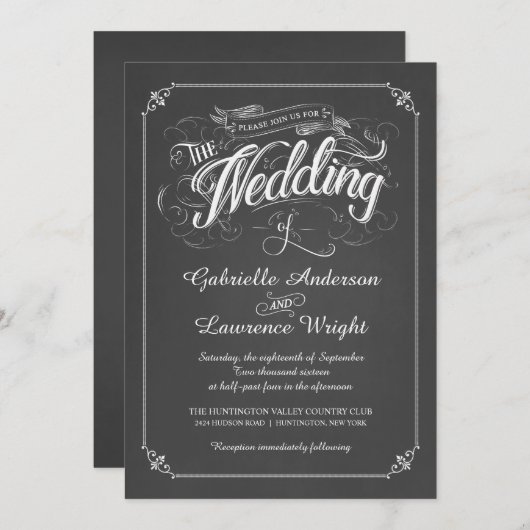  Chalkboard Poster Art Wedding Uitnodiging (Voorkant / Achterkant)