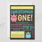 Chalkboard Poster Monster Verjaardagsfeest Uitnodi Kaart (Voorkant)