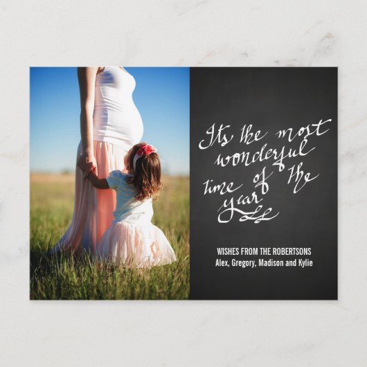 Chalkboard prachtige tijd van de jaarlijkse foto v briefkaart (Voorkant)
