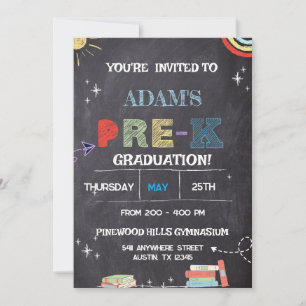 Chalkboard pre-k Afstuderen Invitation Kaart