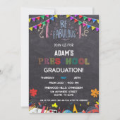 Chalkboard Preschool Afstuderen Invitation Kaart (Voorkant)