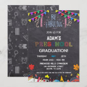 Chalkboard Preschool Afstuderen Invitation Kaart (Voorkant / Achterkant)