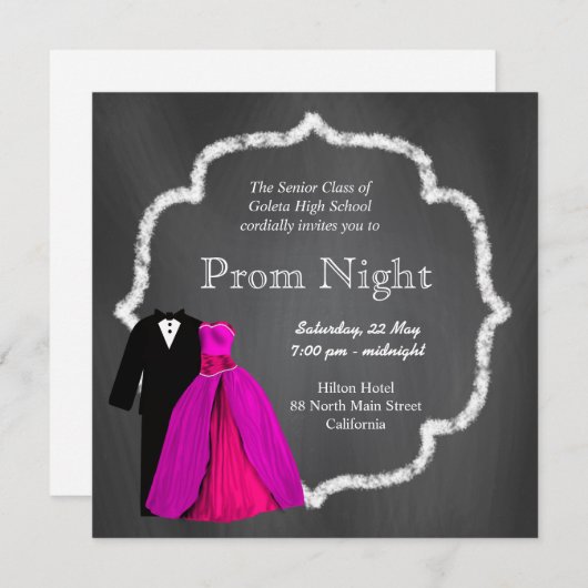 Chalkboard Prom Kaart (Voorkant / Achterkant)