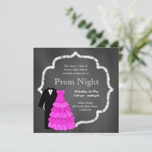 Chalkboard Prom Kaart (Staand voorkant)