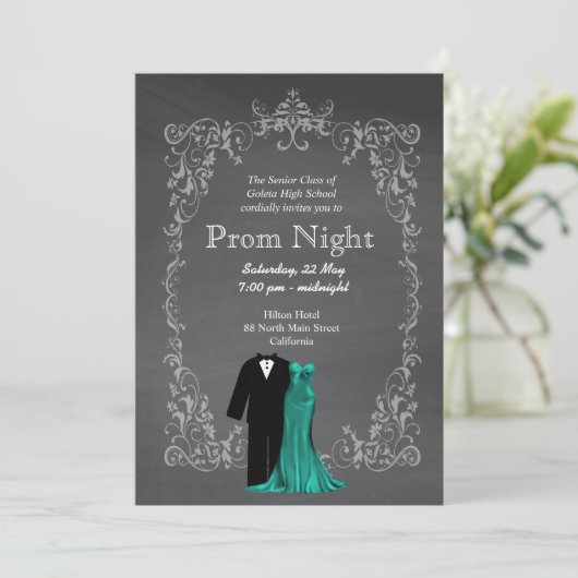 Chalkboard Prom Kaart (Staand voorkant)