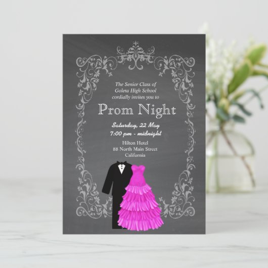Chalkboard Prom Kaart (Staand voorkant)