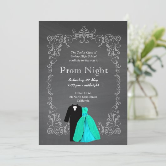 Chalkboard Prom Kaart (Staand voorkant)