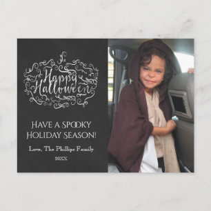 Chalkboard Pumpkin Happy Halloween Holiday Foto Feestdagenkaart
