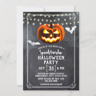 Chalkboard Pumpkin Spooktacular Halloween Party Kaart