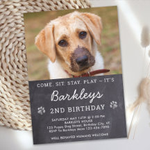 Chalkboard Puppy Dog Birthday Custom Pet Photo in
