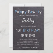 Chalkboard Puppy Pawty Dog Birthday Kaart (Voorkant)