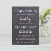 Chalkboard Puppy Pawty Dog Birthday Kaart (Staand voorkant)