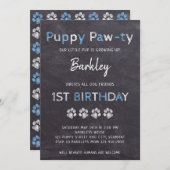 Chalkboard Puppy Pawty Dog Birthday Kaart (Voorkant / Achterkant)