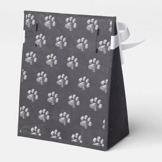 Chalkboard - Puppy Pawty - Dog Birthday Paw Print Bedankdoosjes (Achterkant)