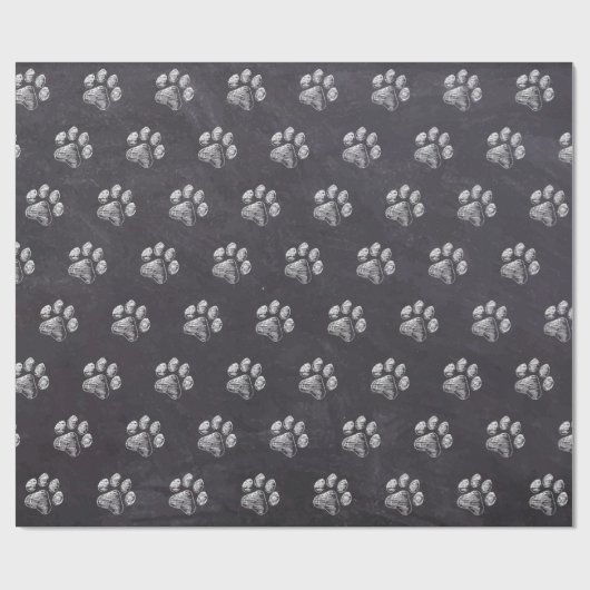 Chalkboard - Puppy Pawty - Dog Birthday Paw Print Cadeaupapier (Vlak)