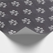 Chalkboard - Puppy Pawty - Dog Birthday Paw Print Cadeaupapier (Hoek)